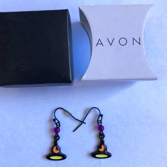 Avon Halloween Black Hat pierced earrings - Picture 1 of 2